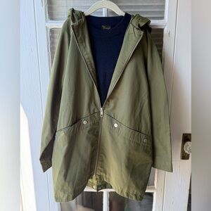 Zara Kids Khaki Green Jacket Rain coat with hood.
Unisex